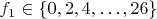 $f_1 \in \{0,2,4,\dots,26\}$