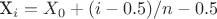 {X_i=X_0+(i-0.5)/n-0.5}