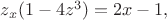 $z_x(1-4z^3)=2x-1,$