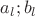 $ {a}_{l} ; b_{l} $