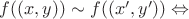 $f((x,y)) \sim f((x',y')) \Leftrightarrow $