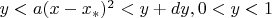 $y<a(x-x_*)^2<y+dy,0<y<1$
