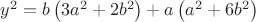 $\[{y^2} = b\left( {3{a^2} + 2{b^2}} \right) + a\left( {{a^2} + 6{b^2}} \right)\]$