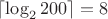 $\lceil\log_2 200\rceil=8$
