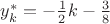 $y^*_{k}=-\frac{1}{2}k-\frac{3}{8}$