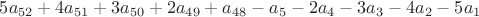 $5a_{52}+4a_{51}+3a_{50}+2a_{49}+a_{48}-a_5-2a_4-3a_3-4a_2-5a_1$
