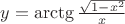 $y= \arctg \frac{\sqrt{1-x^2}}{x} $