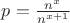 $p =\frac {n^x}  {n^{x+1}}$