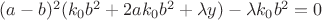 $(a-b)^2(k_0b^2+2ak_0b^2+ \lambda y)-\lambda k_0b^2=0$