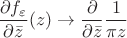 $\dfrac{\partial f_\varepsilon}{\partial \bar z}(z)\to \dfrac{\partial}{\partial \bar z}\dfrac{1}{\pi z}$