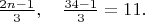 $\frac{2n-1}{3}, \quad \frac {34-1}{3} = 11.$
