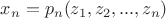 $x_n=p_n(z_1,z_2,...,z_n)$