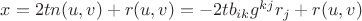 $x=2t n(u,v) + r(u,v) = -2t b_{ik}g^{kj}r_j + r(u,v)$