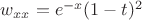 $w_{xx}=e^{-x} (1-t)^2$