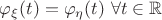 $\varphi_\xi(t) = \varphi_\eta(t) ~\forall t \in \mathbb{R}$