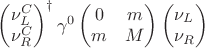 $\begin{pmatrix}\nu_L^{C}\\\nu_R^{C}\end{pmatrix}^\dagger\gamma^0\begin{pmatrix}0&m\\m&M\end{pmatrix}\begin{pmatrix}\nu_L\\\nu_R\end{pmatrix}$