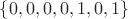 $\{0,0,0,0,1,0,1\}$