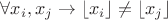 $\forall x_i,x_j \to  \lfloor x_i \rfloor \ne \lfloor x_j \rfloor$