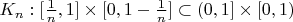 $K_n: [\frac 1 n,1] \times [0,1 - \frac 1 n] \subset (0,1] \times [0,1)$