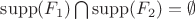 $\operatorname{supp}(F_1) \bigcap \operatorname{supp}(F_2) = \emptyset$