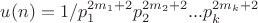 $u(n)=1/p_1^{2m_1+2}p_2^{2m_2+2}...p_k^{2m_k+2}$