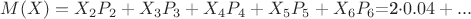 $M(X)=X_2P_2+X_3P_3+X_4P_4+X_5P_5+X_6P_6$=2\cdot0.04+...