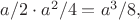 $a/2 \cdot a^2/4=a^3/8,$