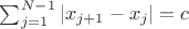 $\sum_{j = 1}^{N-1} |x_{j+1} - x_j| = c$