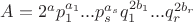 $A=2^ap_1^{a_1}...p_s^{a_s}q_1^{2b_1}...q_r^{2b_r}$