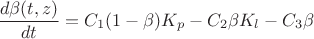 $$\frac{d\beta(t, z)}{dt} = C_{1}(1-\beta)K_{p} - C_{2}\beta K_{l} - C_{3}\beta$$