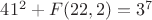 $41^2+F(22,2)=3^7$