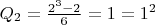 $Q_2 = \frac{2^3-2}6 = 1 = 1^2$