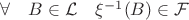 $\forall\quad B\in\mathcal{L}\quad \xi^{-1}(B)\in\mathcal{F}$