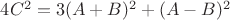 $4C^2=3(A+B)^2+(A-B)^2$
