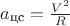 $a_{\text{цс}} = \frac {V^2} {R}$
