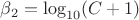 \beta_2 = \log_{10}(C+1)