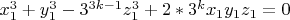 $x_1^3+y_1^3-3^{3k-1}z_1^3+2*3^kx_1y_1z_1=0$