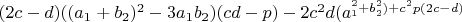 $(2c-d)((a_1+b_2)^2-3a_1b_2)(cd-p)-2c^2d(a^_1^2+b_2^2)+c^2p(2c-d)$