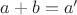 $a+b=a'$