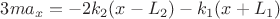 $3ma_x=-2k_2(x-L_2)-k_1(x+L_1)$