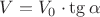 ${V}={V_0}\cdot{\tg{\alpha}}$