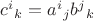 $c^i{}_k=a^i{}_j b^j{}_k$