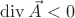$\operatorname{div}\vec{A} < 0$