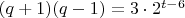 $(q+1)(q-1) = 3 \cdot 2^{t-6}$