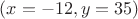 $(x=-12,y=35)$