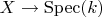 $X\to\mathrm{Spec}(k)$