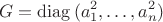 $$G=\mathrm{diag}\,(a^2_1,\ldots,a^2_n)$