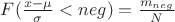$F(\frac{x-\mu}{\sigma}<neg)=\frac{m_{neg}}{N}$