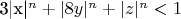 3|x|^n + |8y|^n + |z|^n < 1