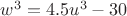 $w^3=4.5u^3-30$